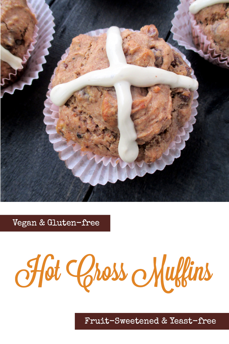 Vegan Gluten free Yeast free Fruit Sweetened Hot Cross Muffins Recipe P